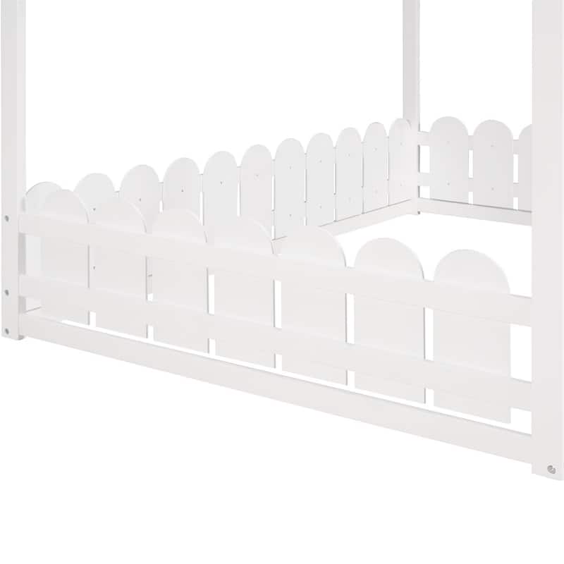 Merax Full Size House Bed Frame with Fence