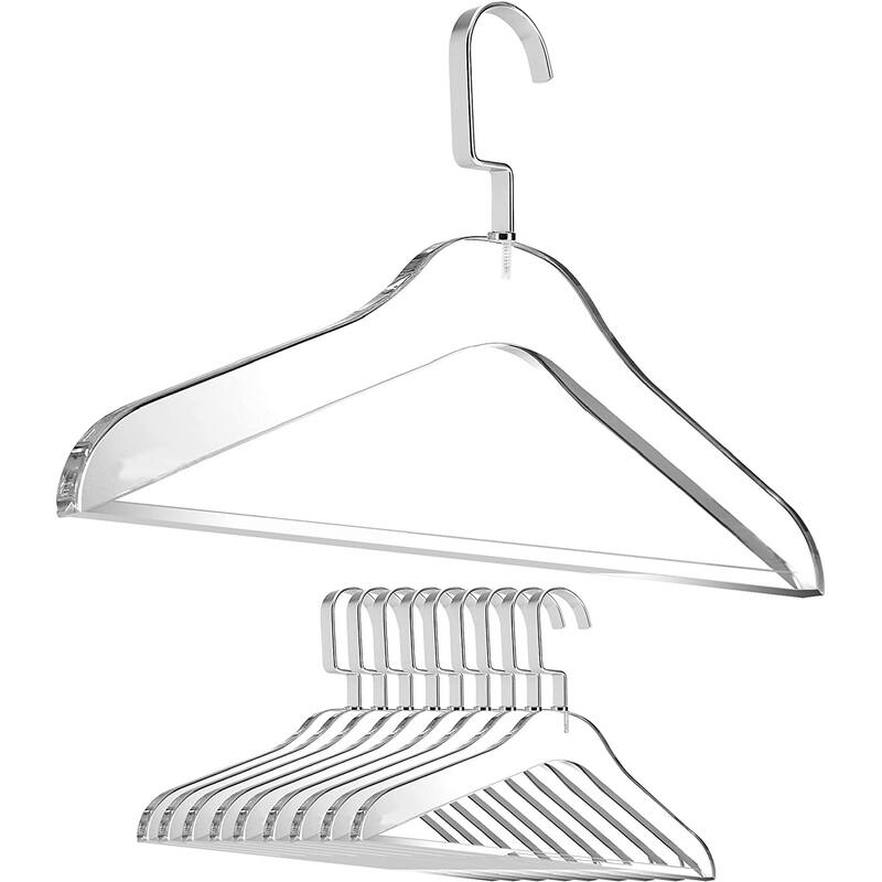 DesignStyles Clear Acrylic Clothes Hangers w/Pants Bar - 10 Pk