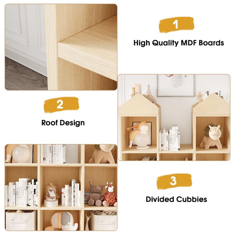 8-Cubby Kids Bookshelf Wooden Toy Storage Organizer Bookcase