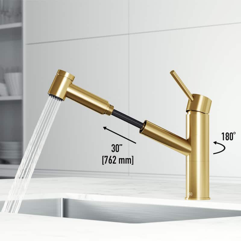 VIGO Branson 9" H Single Handle Pull-Out Sprayer Kitchen Faucet