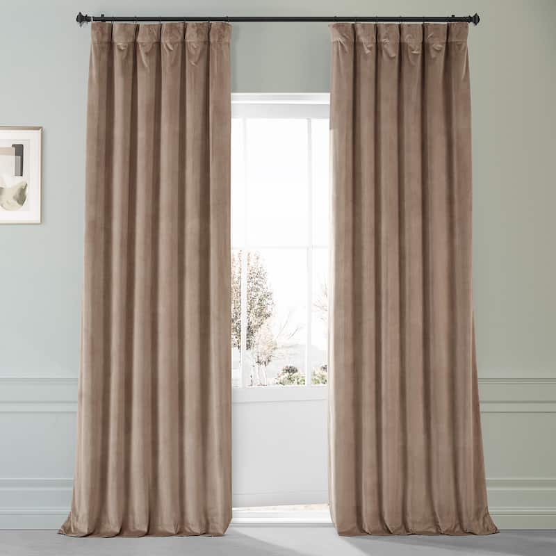 Exclusive Fabrics Signature Plush Velvet Hotel Blackout Curtains (1 Panel) - Luxury Soft Drapery for Light Control & Elegance - 50 X 108 - Pashmina Taupe