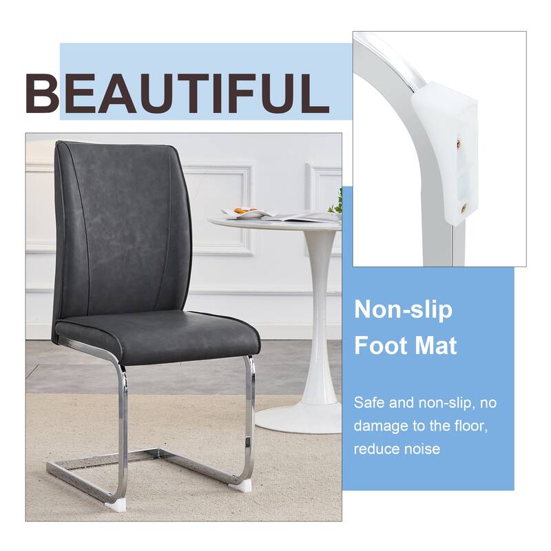 Roomfitters PU Dining Chairs with Arched Gold Metal Legs, High Resilience Upholstered Set of 8 for Dining Room