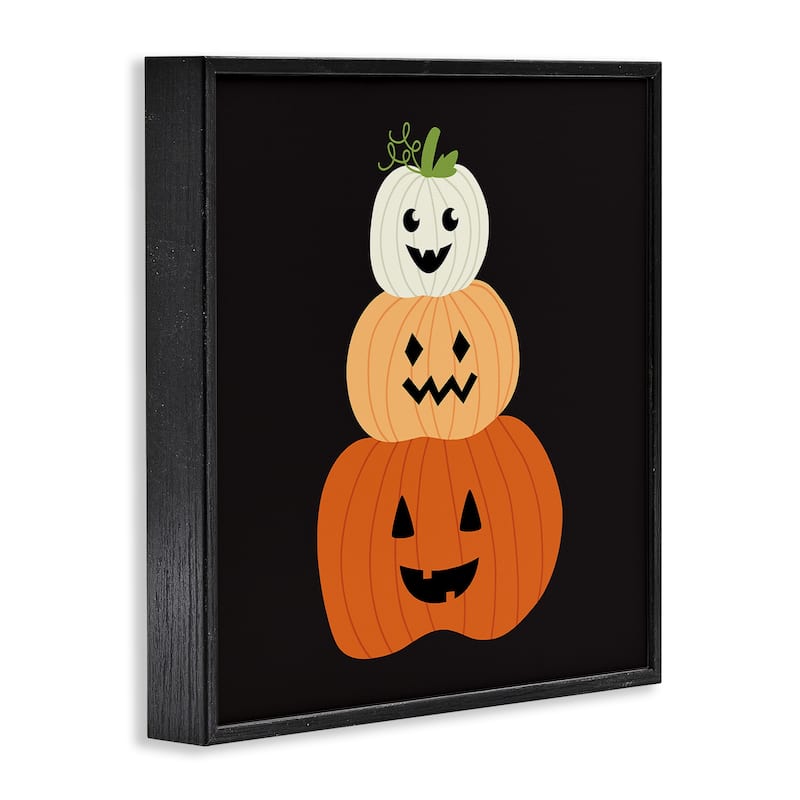 Stupell Happy Jack-o-Lanterns on Black Framed Giclee Art Design By Sazerelli Designs
