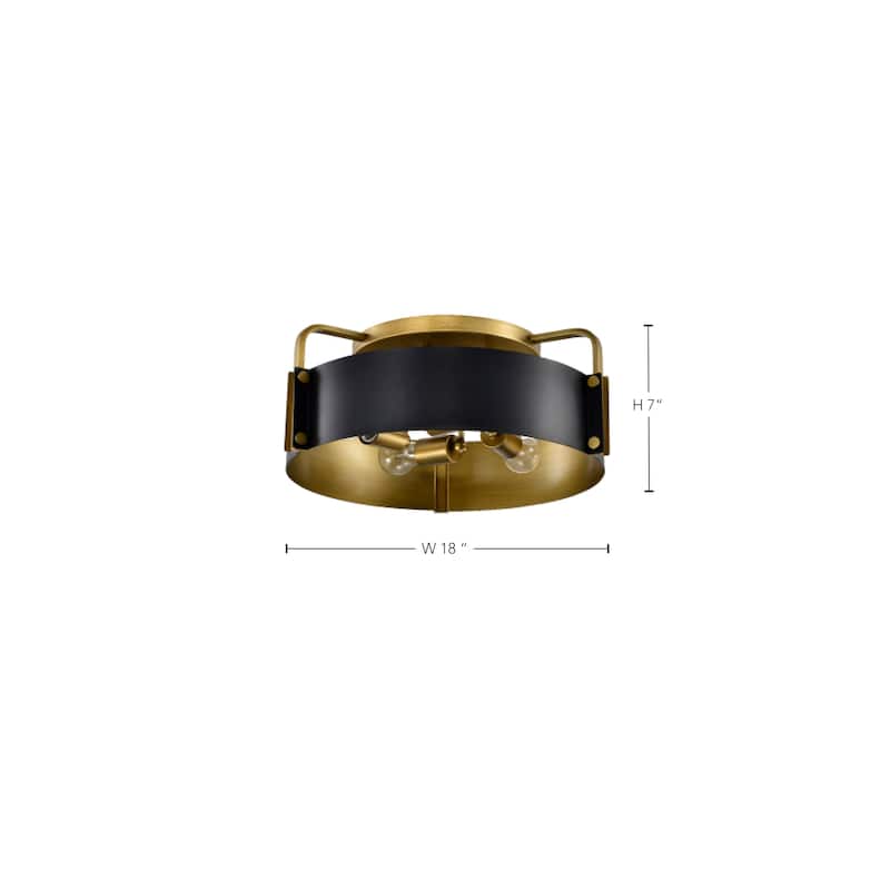 Altos 4 Light Semi Flush - Matte Black and Natural Brass Finish