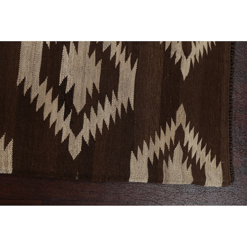 Geometric Tribal Natural Dye Kilim Oriental Wool Area Rug Hand-woven - 4'8" x 6'8"