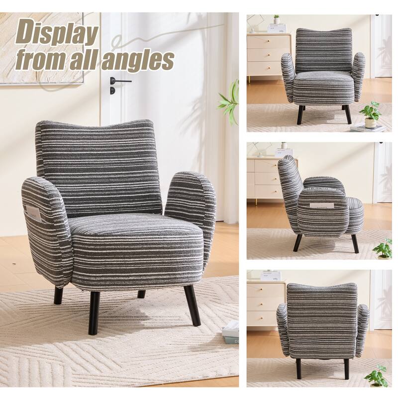 Vanity Chair Dressing Chair Coffee Chair, Distinctive Side Chair Reading Chair Dark Gray Dining Chair with Side Pocket