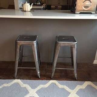 I Love Living 24-inch Vintage Patina Backless Counter Stool (Set of 2)