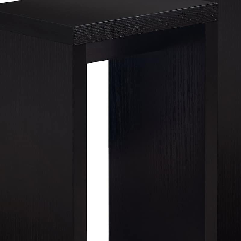 Contemporary 24" Dark Brown Wooden End Table with Shelf and Metal Base for Living Room - 23.5"L x 11.5"W x 24"H