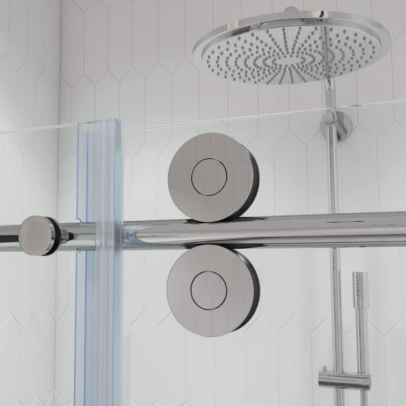 Seawin 60 - 64 in. W x 77 in. H Cosmo Frameless Shower Door 3/8 inch (10 mm) Thick Clear Tempered Glass with NanoShield Coating