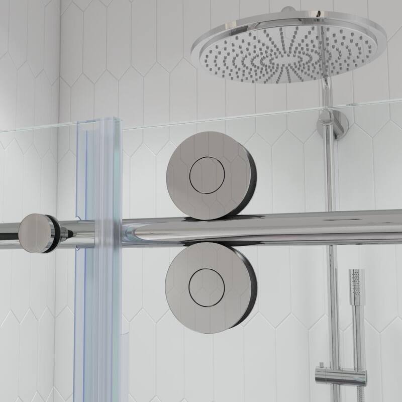 Seawin 52 - 56 in. W x 77 in. H Cosmo Frameless Shower Door 3/8 inch (10 mm) Thick Clear Tempered Glass with NanoShield Coating