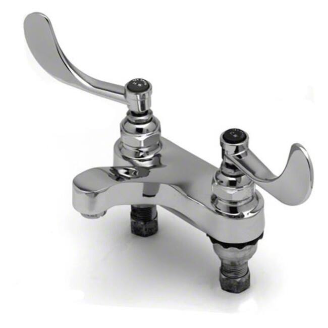 T and S Brass Deck Mounted Lavatory Faucet with 4" Centers, 2.2 GPM