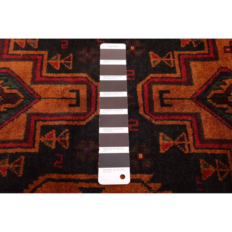 ECARPETGALLERY Hand-knotted Teimani Black, Burnt Orange Wool Rug - 3'8 x 6'1