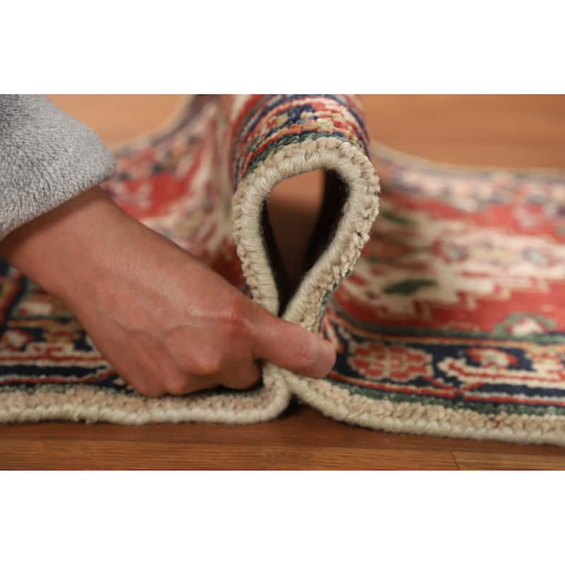 Geometric Beige Heriz Serapi Oriental Rug Hand-Knotted Wool Carpet - 2'0" x 3'0"