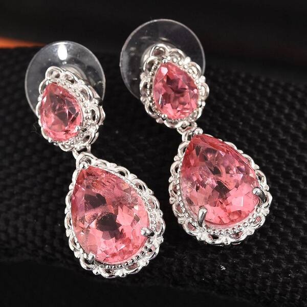 Poudretteite Quartz Dangle Earrings Platinum Over Sterling Silver Overstock