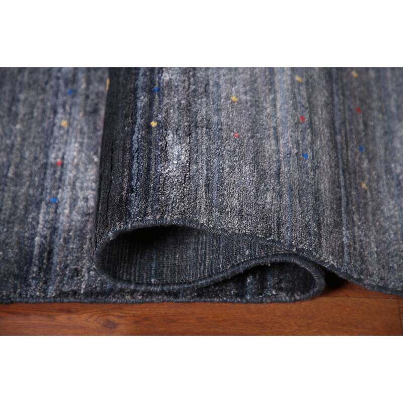 Grays & Blues Gabbeh Oriental Area Rug Handmade Silk Carpet - 7'11" x 9'9"