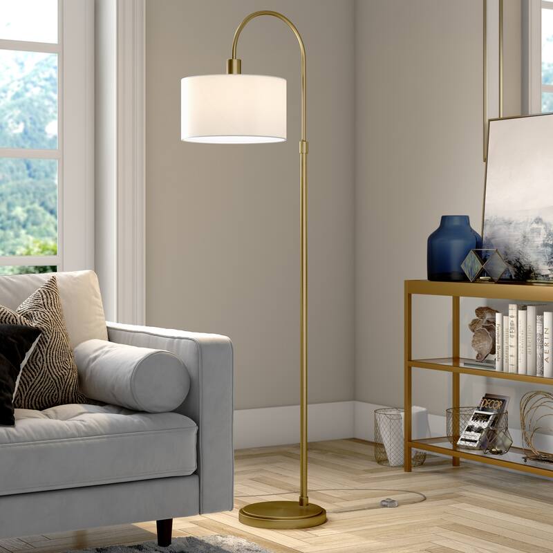 Veronica Arc Floor Lamp with Fabric Shade