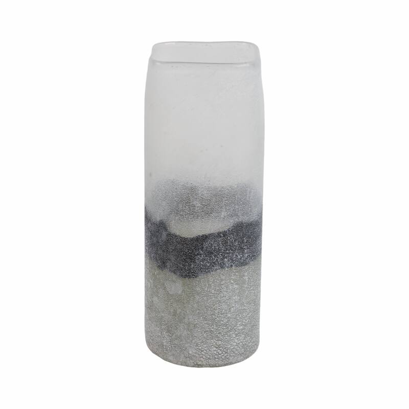 Glass Vase with Sleek Cylindrical Design and Frosted Modern Aesthetic - 5" x 5" x 12" - Black