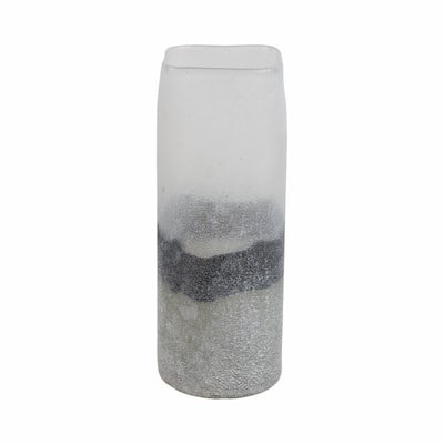 Glass Vase with Sleek Cylindrical Design and Frosted Modern Aesthetic