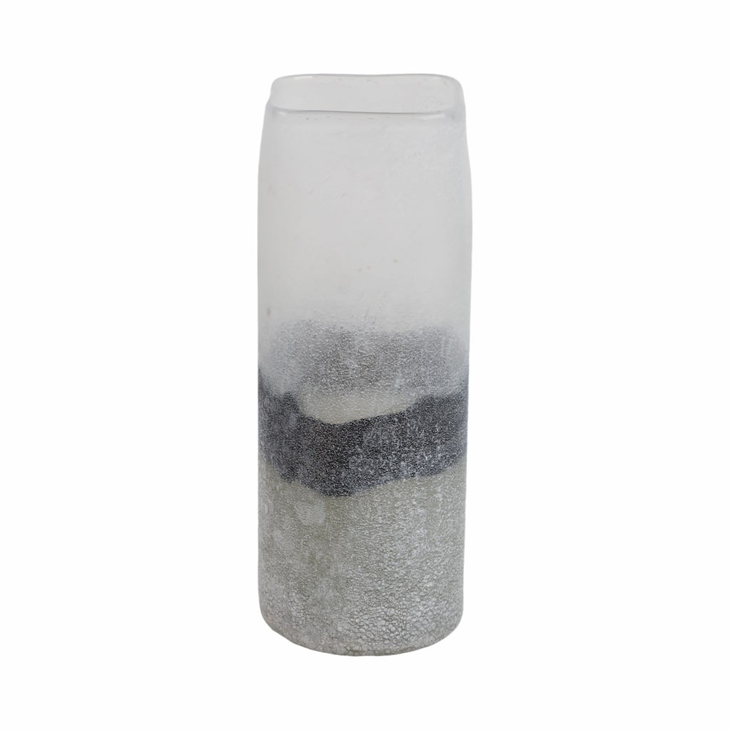 Glass Vase with Sleek Cylindrical Design and Frosted Modern Aesthetic