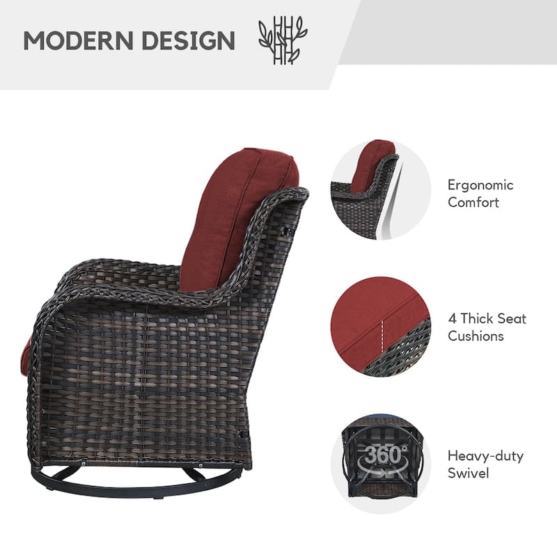 Gymojoy Patio Swivel Chair Rocking Chair Set