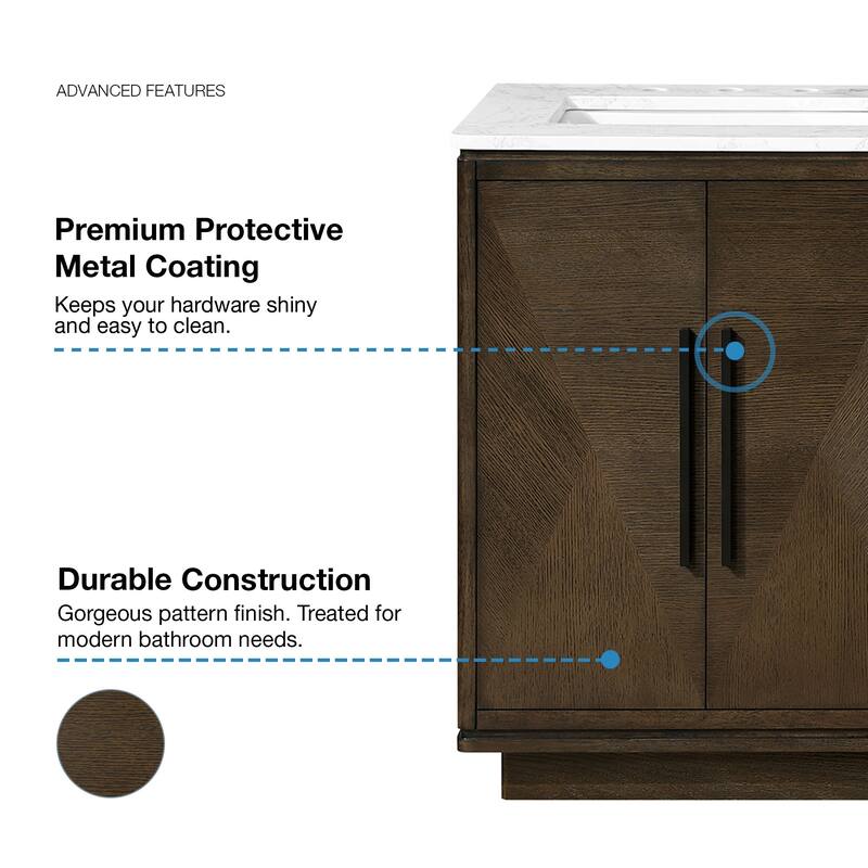 OVE Hale Aged Oak Bathroom Vanity with Engineered Marble Top