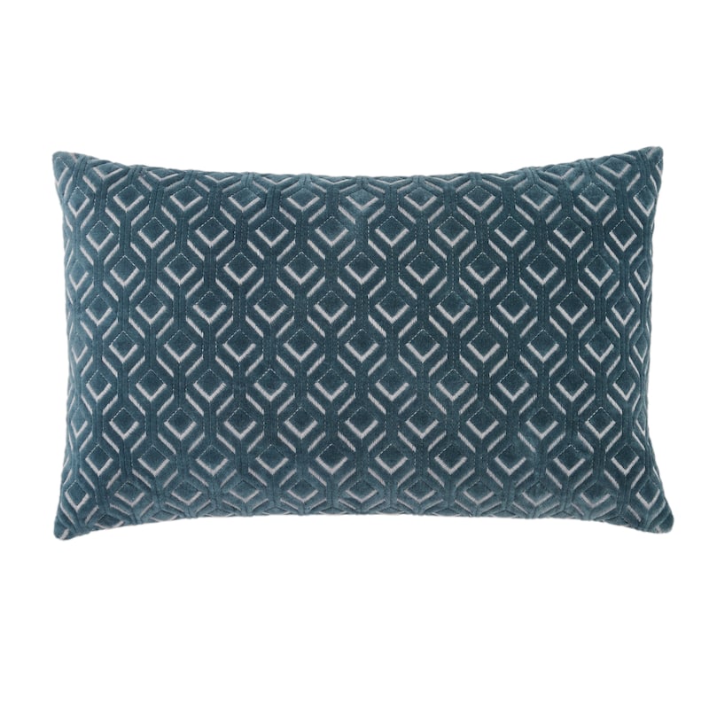 Lorient Trellis Lumbar Pillow - 13"X21" Down Fill - Blue/Silver