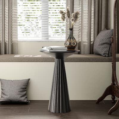 COZAYH Farmhouse Pedestal End Table, Round Martini Table Wood Plant Stand Rustic Small Drink Table for Living Room, Bedroom