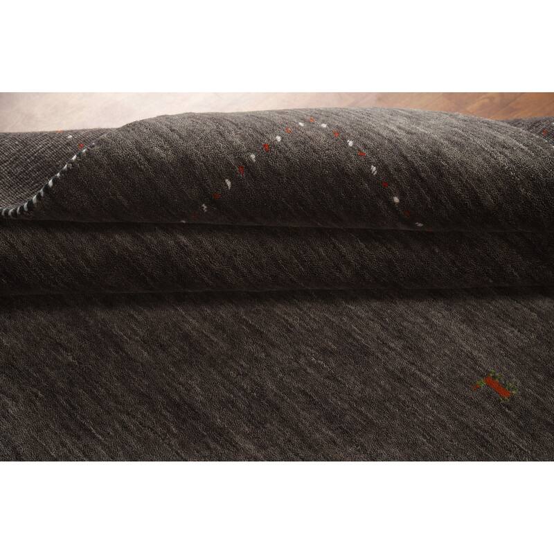 Hand Knotted Oriental 100% Wool Carpet Tribal Tribal Greys & Charcoal Gabbeh Area Rug - 7' 8'' X 5' 0''