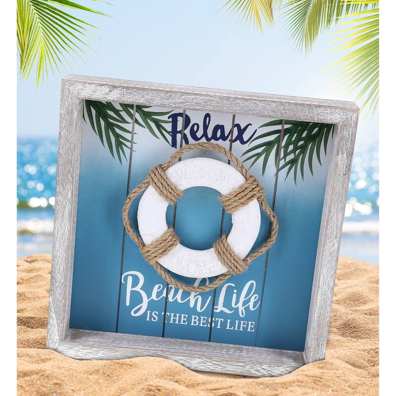 CoTa Global Aqua Sky Wall Relax Hanging Signs with Hang Mount, 2 Piece - 8.8″Lx8.8″Wx1.5″H
