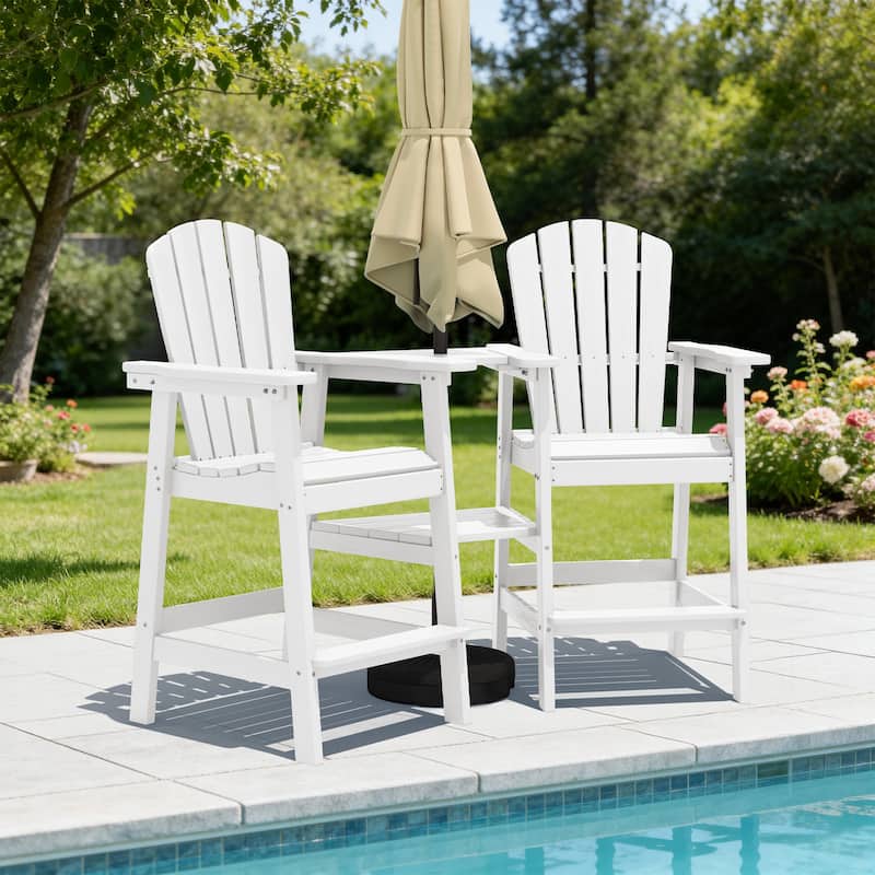 Outdoor Tall Adirondack Chair Set of 2 with Connecting Tray