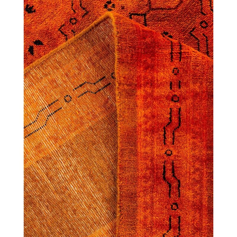 Overton Hand Knotted Wool Vintage Inspired Modern Contemporary Overdyed Orange Area Rug - 8' 1" x 10' 1"