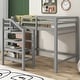 preview thumbnail 16 of 26, Full Size Pine Loft Kids Bed Frame with Built-in Storage Staircase and Clothes Hanger, Maximized Under-Bed Space, White