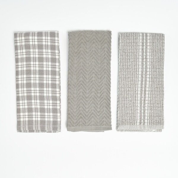 Set of 3 100% Cotton Dark Plaid Cloth Dish Towels for Displaying Everyday 