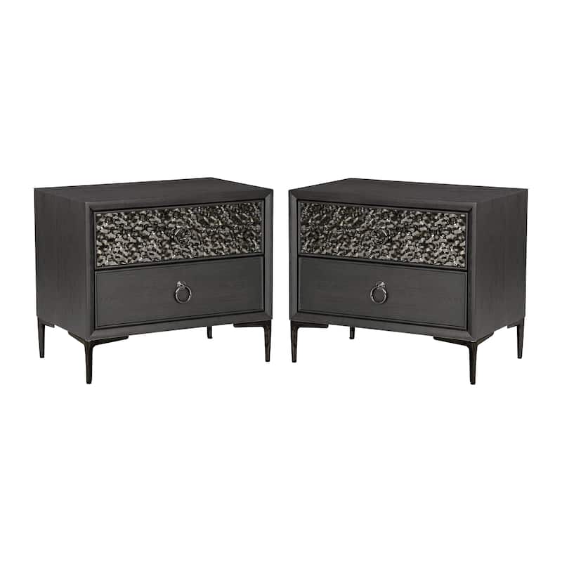 Furniture of America Fable Modern Solid Wood 2-Drawer Nightstand with USB Ports (Set of 2)