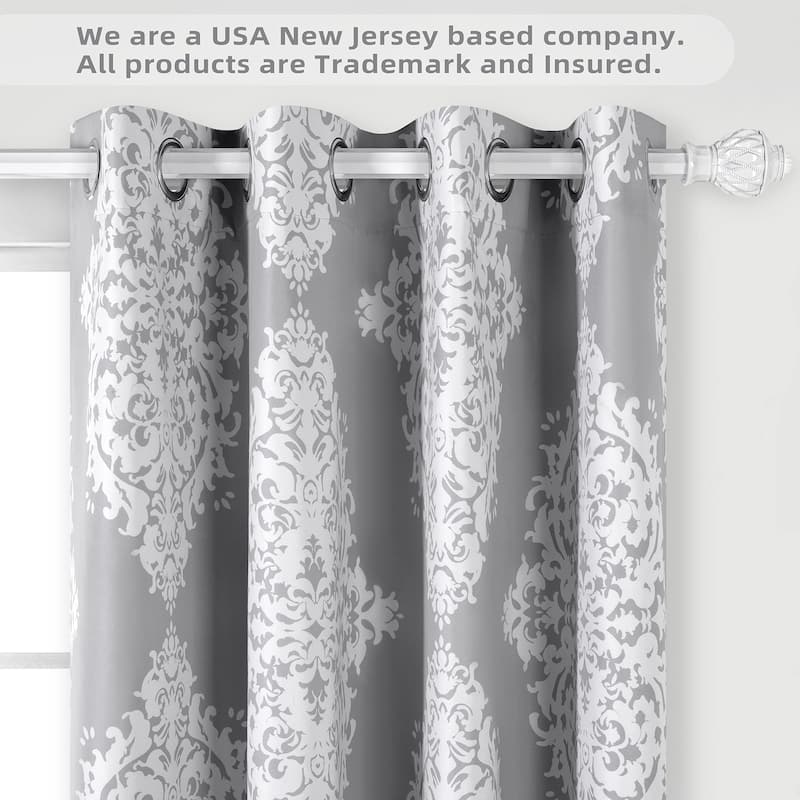 DriftAway Asher Medallion European Floral Blackout Lined Curtain 2 Panels