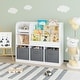 preview thumbnail 1 of 18, Kids Bookcase and Bookshelf with 3 Collapsible Fabric Drawers White