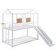 preview thumbnail 10 of 15, Twin over Twin Size Metal House Bunk Bed With Slide for Kids, Teens, Girls, Boys