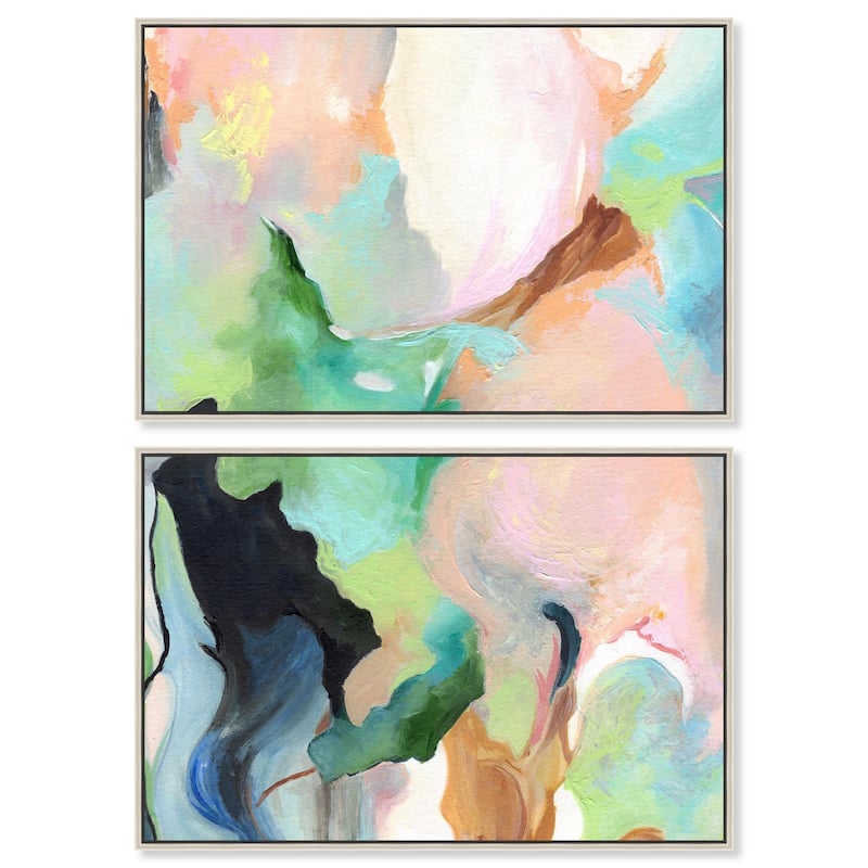 The Dreamer part II Canvas Set of 2 by Art Remedy - 54" x 36" - Silver