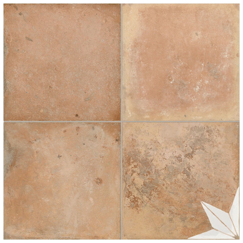 Merola Tile Kings Nonna with White Corner Star 17-7/8" x 17-7/8" Porcelain Floor and Wall Tile