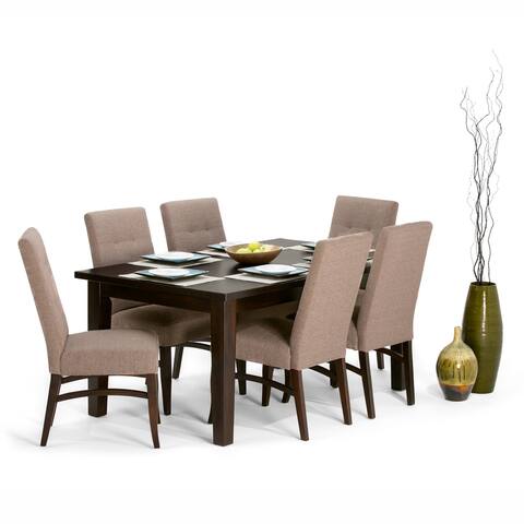 WYNDENHALL Hawthorne Contemporary 7 Pc Dining Set with 6 Upholstered Dining Chairs and 66 inch Wide Table