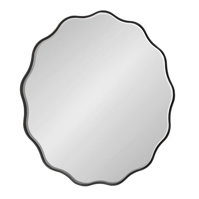 Kate and Laurel Viona Round Scalloped Mirror - 32" Diameter - Black