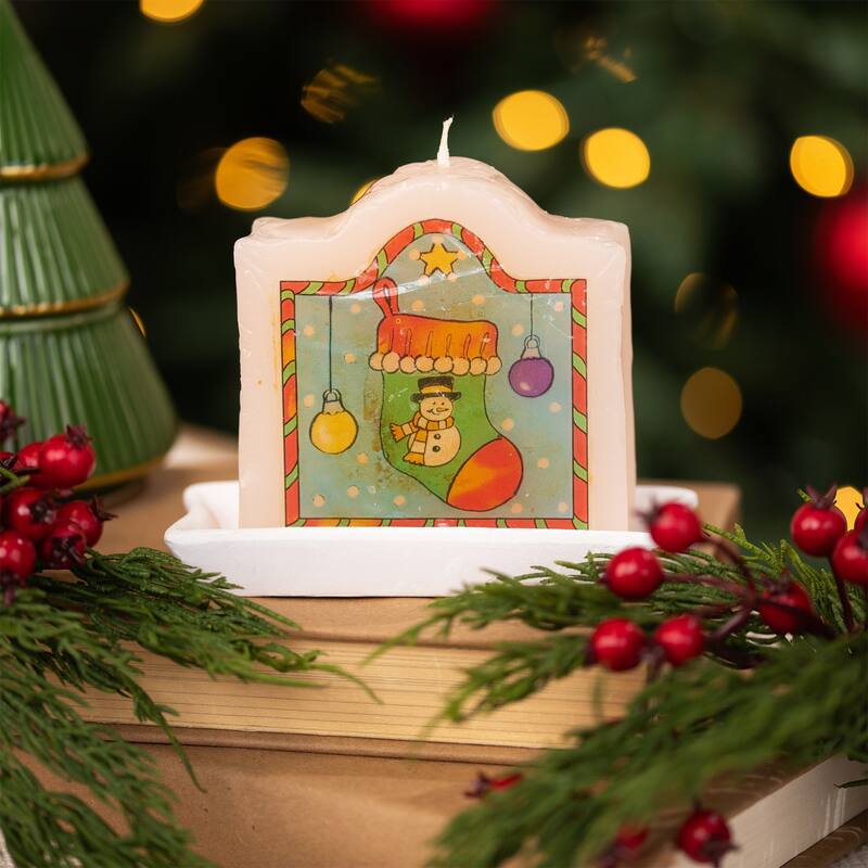 Santa Claus and Snowman Christmas Candles - 4" - Set of 4