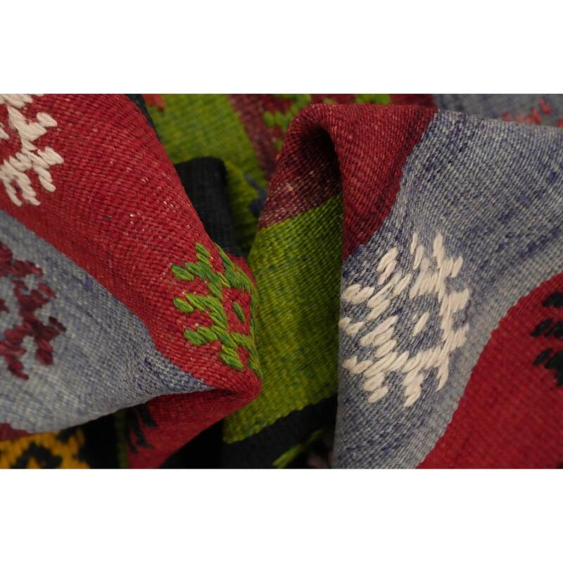 Hand Woven Oriental 100% Wool Carpet Southwestern Tribal Multi-Colored Kilim Area Rug - 6' 10'' X 5' 5''