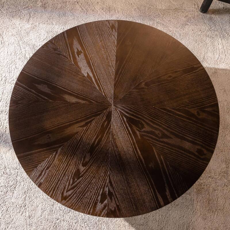 Retro Round Coffee Table with Storage