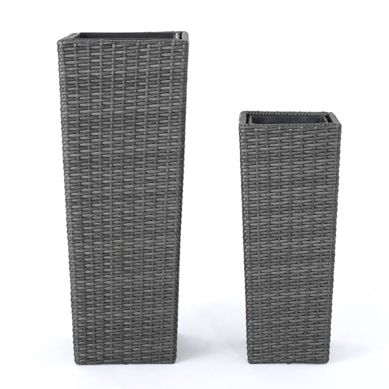 Everest Outdoor Wicker Flower Pot Plant Stand(Set of 2) by Christopher Knight Home