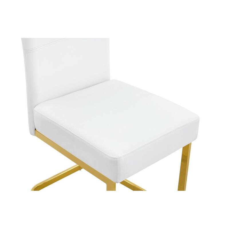 Set of 4, 15.7" PU Upholstered Dining Chairs with Golden Metal Legs