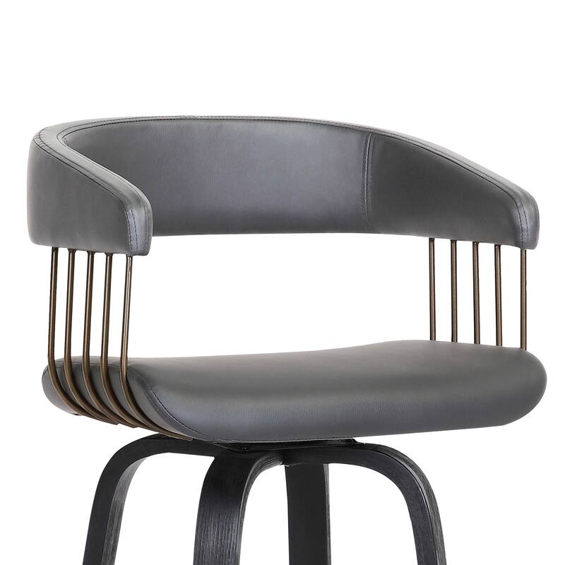 Topanga Modern Swivel Bar Stool, Upholstered Counter Height Chair with Bentwood Legs