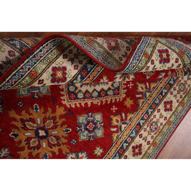Red Kazak Accent Rug Hand-Knotted Traditional Oriental Wool Carpet - 3'3" x 4'9"