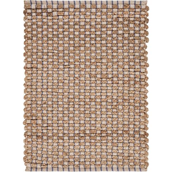 Natural Fiber Hand Woven Detailed Blue Geometric Area Rug Natural Fiber Hand Woven Detailed Blue Geometric Area Rug