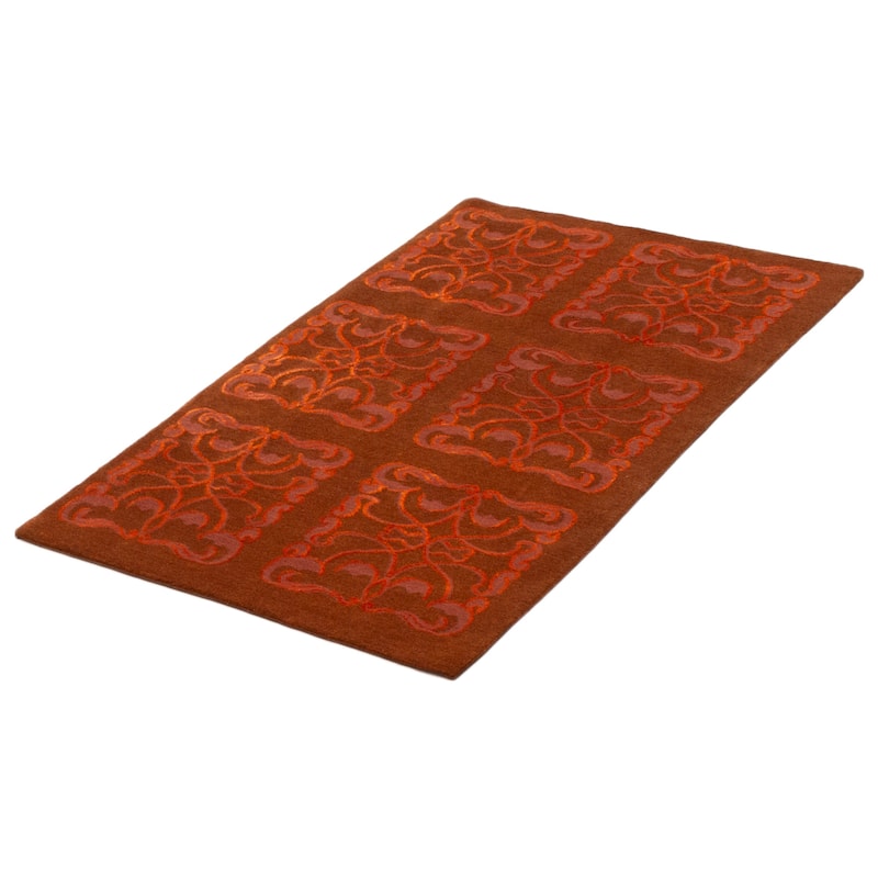 ECARPETGALLERY Hand-knotted Opulence Brown Silk, Wool Rug - 3'4 x 5'5